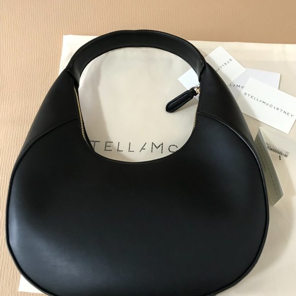 NWT: STELLA MCCARTNEY | Small Logo Hobo Shoulder Bag Color:  BLACK - Picture 11 of 13